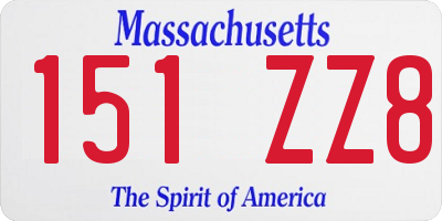 MA license plate 151ZZ8