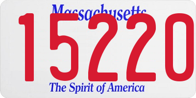 MA license plate 15220