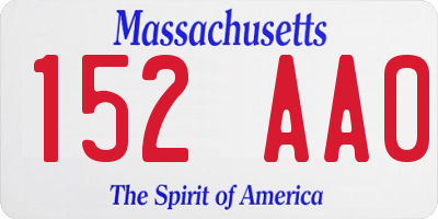 MA license plate 152AA0