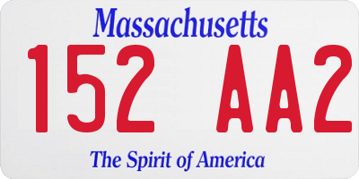 MA license plate 152AA2