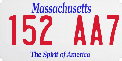 MA license plate 152AA7