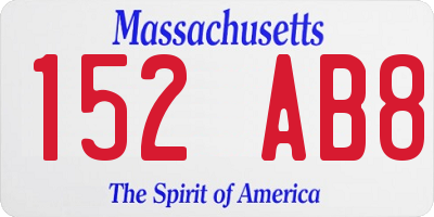 MA license plate 152AB8