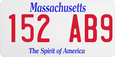 MA license plate 152AB9