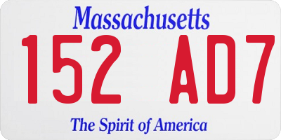 MA license plate 152AD7