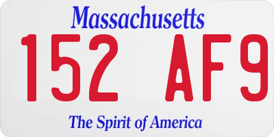 MA license plate 152AF9