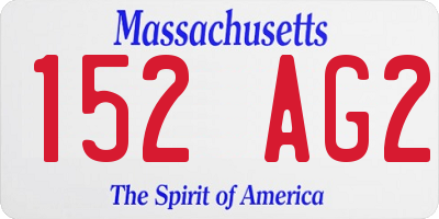 MA license plate 152AG2