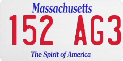 MA license plate 152AG3