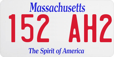 MA license plate 152AH2