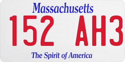 MA license plate 152AH3