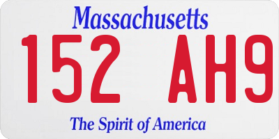MA license plate 152AH9