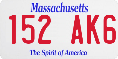 MA license plate 152AK6