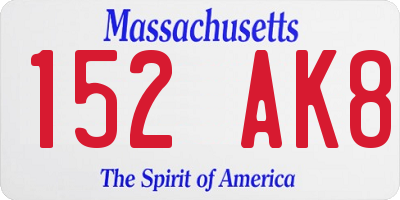 MA license plate 152AK8