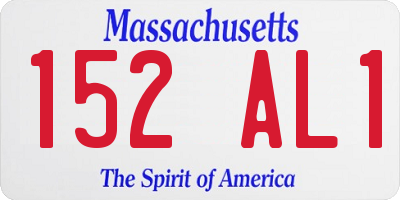 MA license plate 152AL1