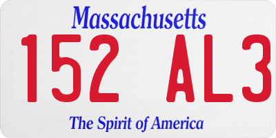 MA license plate 152AL3