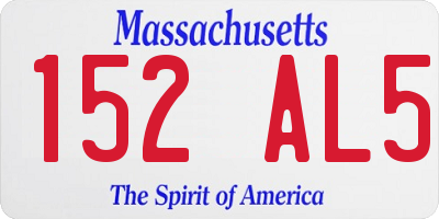 MA license plate 152AL5