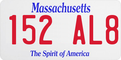 MA license plate 152AL8
