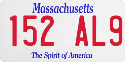 MA license plate 152AL9