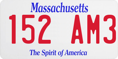 MA license plate 152AM3
