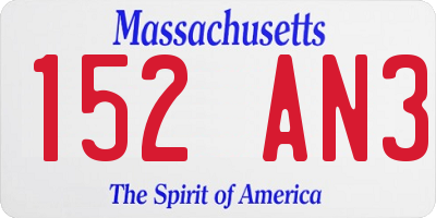 MA license plate 152AN3