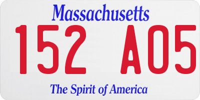 MA license plate 152AO5
