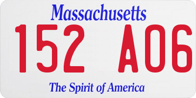 MA license plate 152AO6