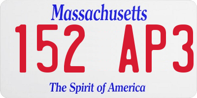 MA license plate 152AP3