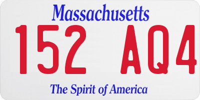 MA license plate 152AQ4
