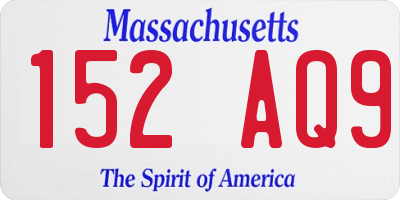 MA license plate 152AQ9