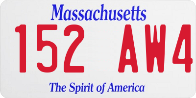 MA license plate 152AW4