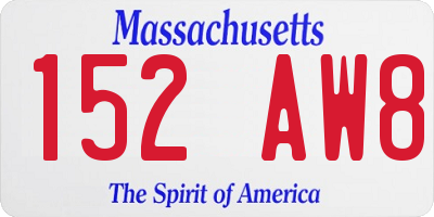 MA license plate 152AW8