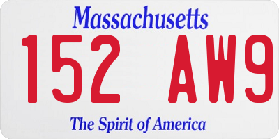 MA license plate 152AW9