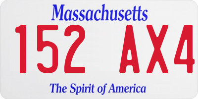 MA license plate 152AX4