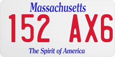 MA license plate 152AX6