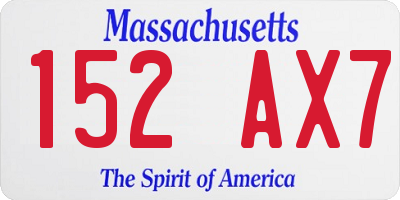 MA license plate 152AX7