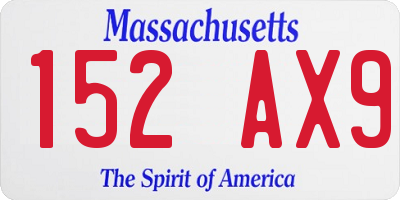 MA license plate 152AX9