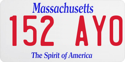 MA license plate 152AY0