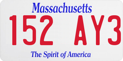 MA license plate 152AY3