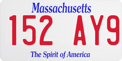 MA license plate 152AY9