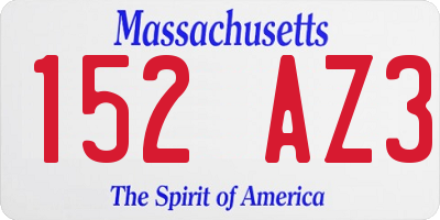 MA license plate 152AZ3