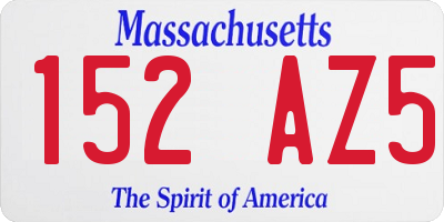 MA license plate 152AZ5
