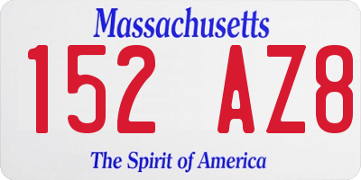 MA license plate 152AZ8