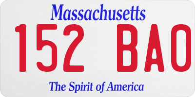 MA license plate 152BA0