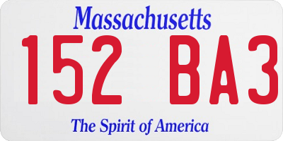 MA license plate 152BA3