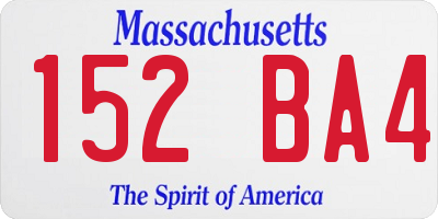 MA license plate 152BA4