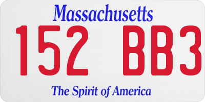 MA license plate 152BB3