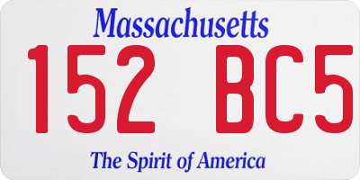 MA license plate 152BC5