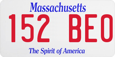 MA license plate 152BE0