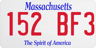 MA license plate 152BF3