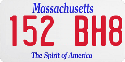 MA license plate 152BH8