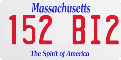 MA license plate 152BI2